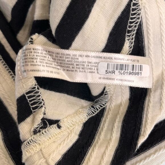 Anthropologie Saturday Sunday Yael Dress Side Tie Cream Black Stripe Women Med - Picture 9 of 14